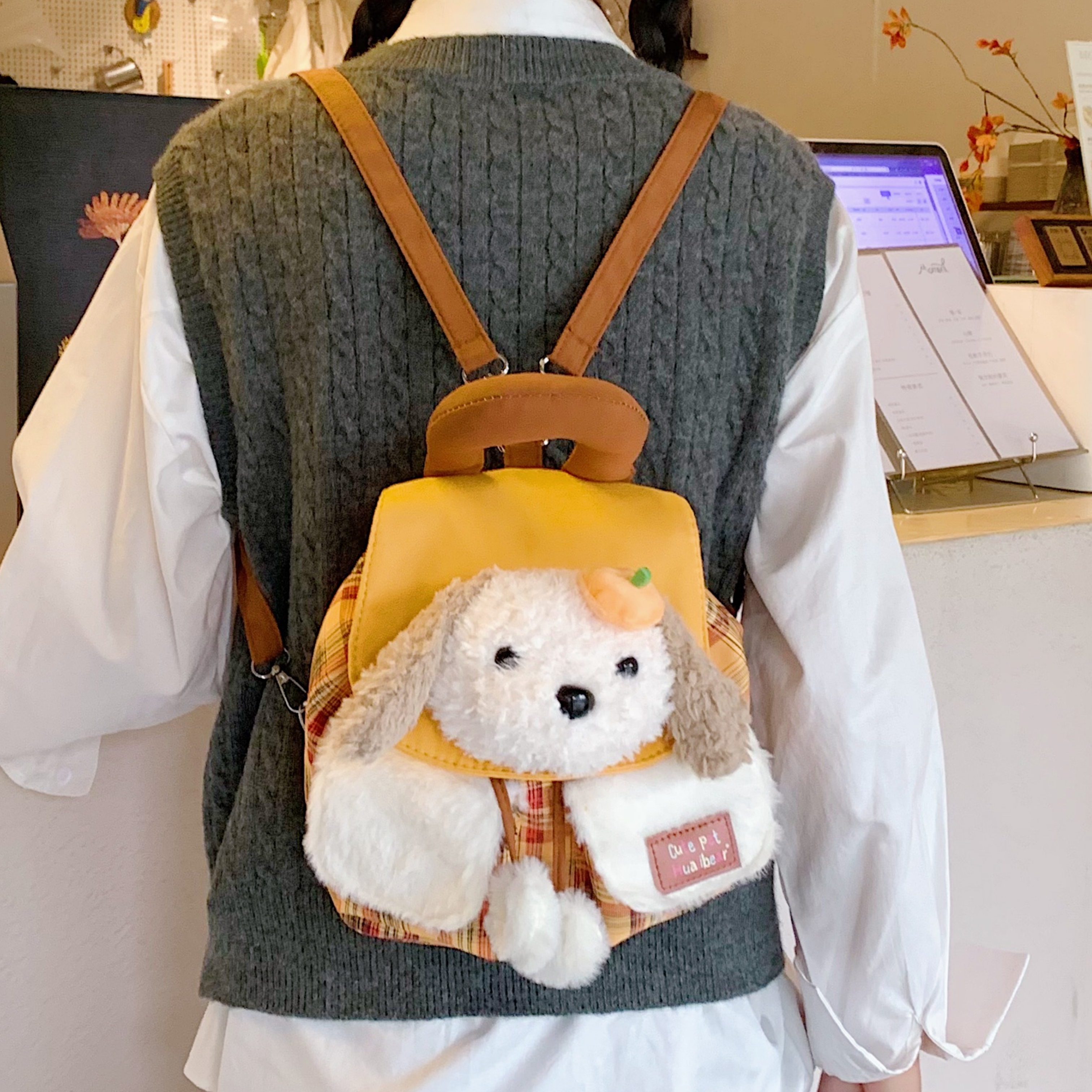儿童女孩洋气可爱外出小背包毛绒小狗女卡通双肩包女童的包包肩包