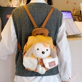 儿童女孩洋气可爱外出小背包毛绒小狗女宝宝双肩包女童 包包肩包