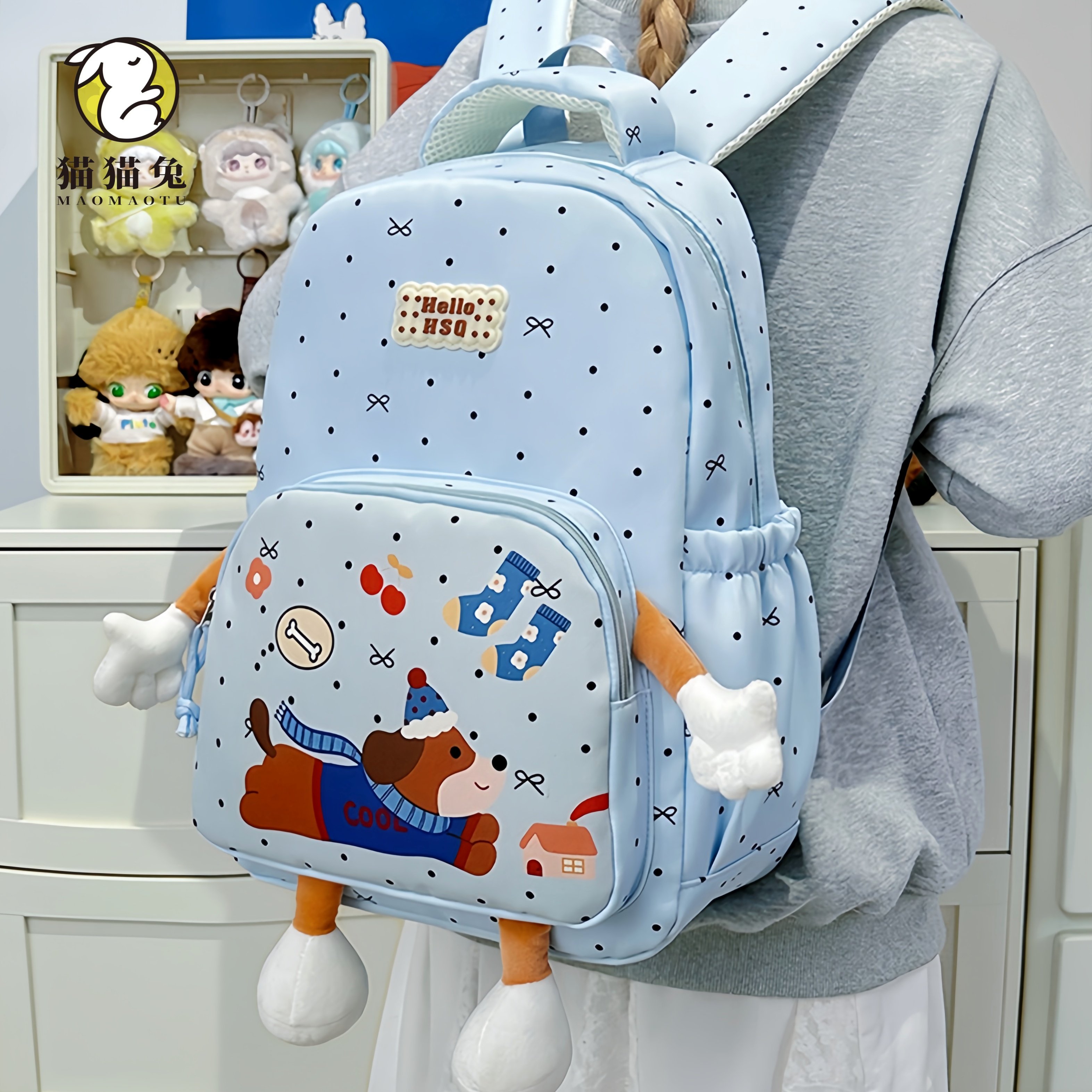 蓝色书包小学生女生可爱卡通高颜值小众搞怪双肩包女孩大容量肩包,箱包皮具/热销女包/男包,双肩背包,淘宝优惠券,粉丝福利购,淘宝优惠卷