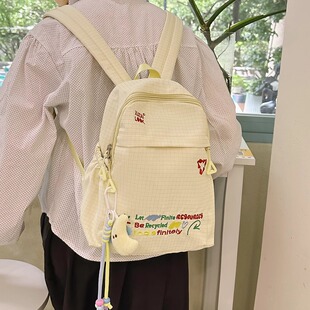 书包双肩包女小巧轻便ins风高颜值简约时尚 休闲大学生出行肩包