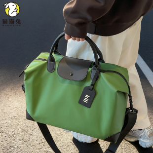 女士高级感健身包时尚 绿色瑜伽包运动包大容量旅行包 皮质2025新款