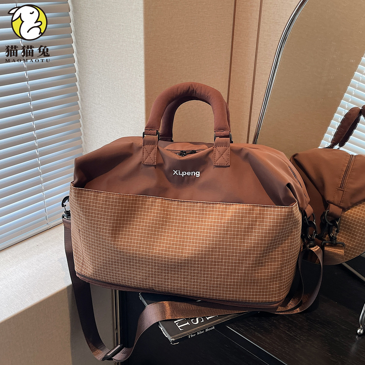 拉杆箱上的配包女士小号手提旅行袋轻便高颜值收纳登机短途行李包