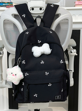 书包初中生女高颜值小学生轻便女童肩包黑色双肩包儿童女生小背包