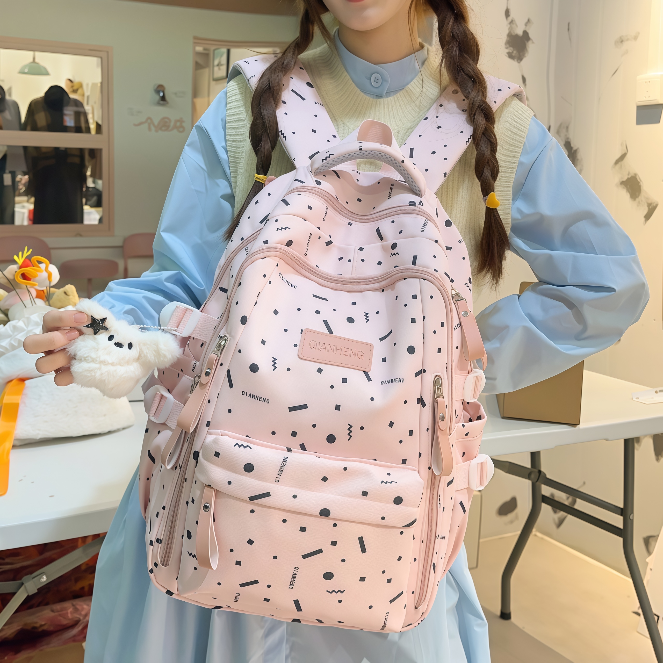 多巴胺高颜值多隔层大容量双肩包