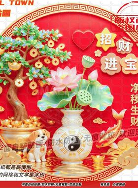 八方来财净秽生财太极墙贴门贴自