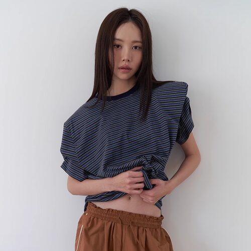 百搭条纹短袖T恤女2025春新款