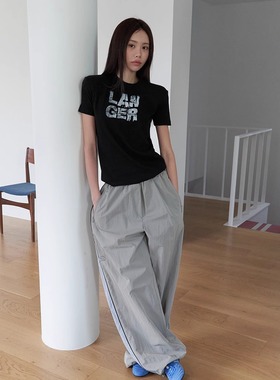 THE COLLECTORS韩国正品langer纯色百搭字母T恤女2025春新款上衣