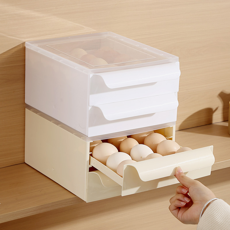 双层鸡蛋收纳盒抽屉式冰箱专用家用食品级保鲜厨房整理神器鸡蛋筐