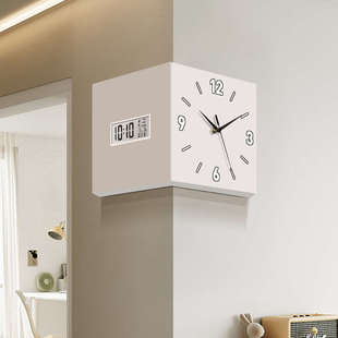 客厅转角双面挂钟万年历电子屏时钟2025新款家用液晶拐角钟表挂墙