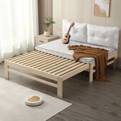 折叠小户型折叠抽拉伸缩推拉多功能带软包沙发床榻榻米双人拼接床