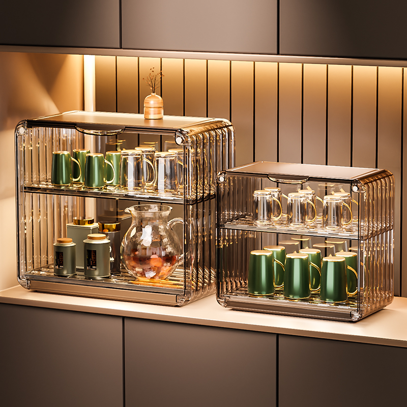 杯子收纳置物架茶杯茶具防尘杯架水杯沥水亚克力架子放咖啡储物盒