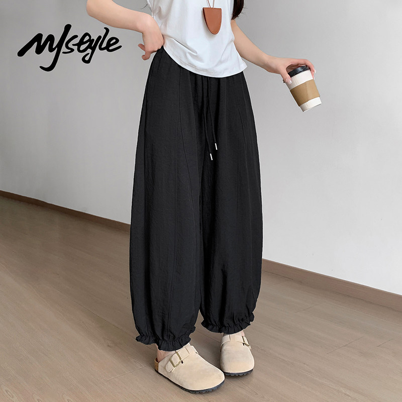 MJSTYLE九分卷边哈伦阔腿裤女