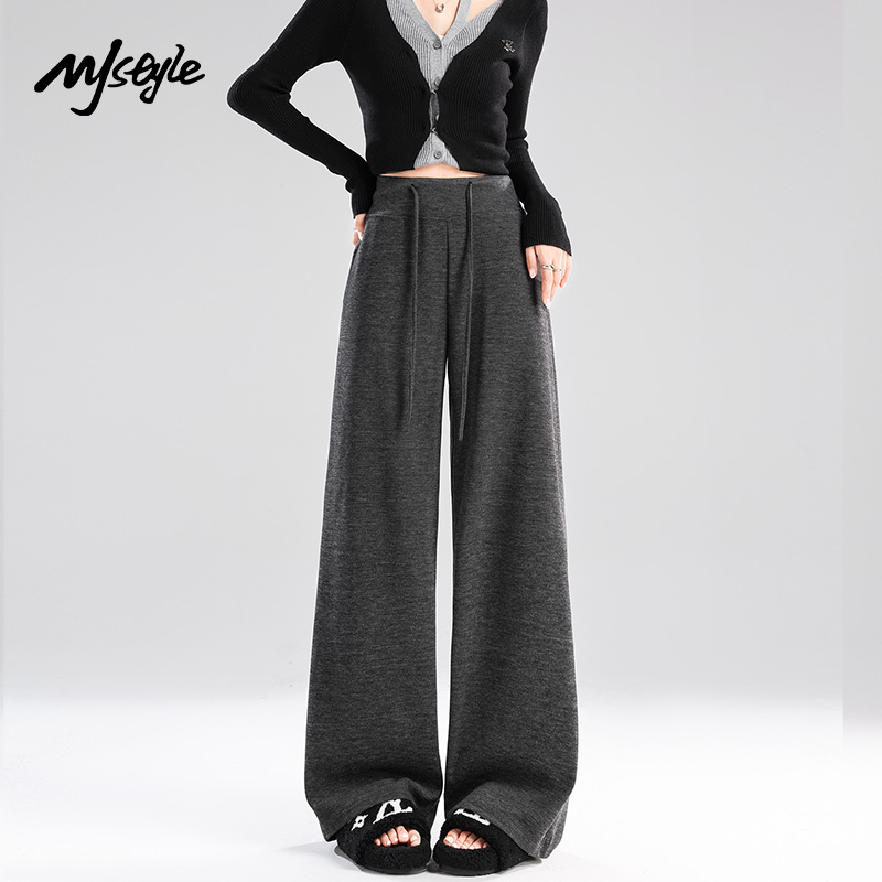 MJ STYLE垂感糯米裤女2025秋季新款高腰宽松软糯休闲运动阔腿裤