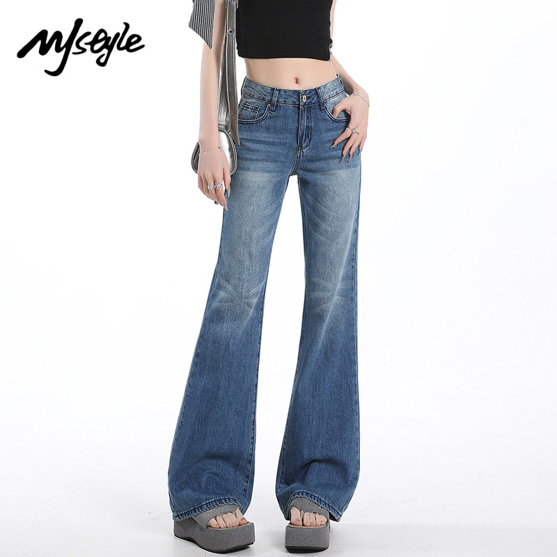 MJSTYLE美式复古深色牛仔裤