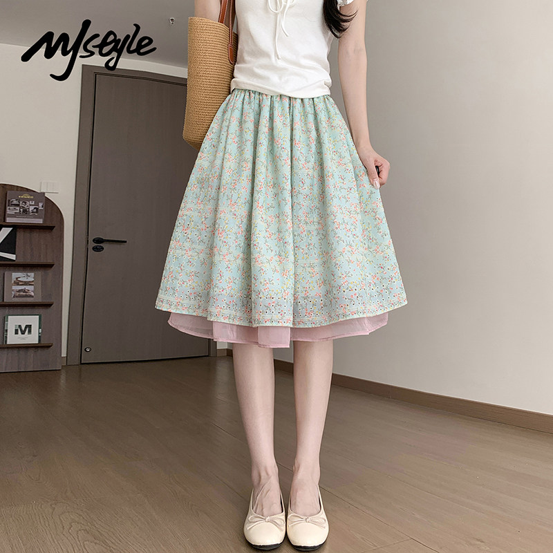 MJSTYLE法式田园分碎花半身裙女