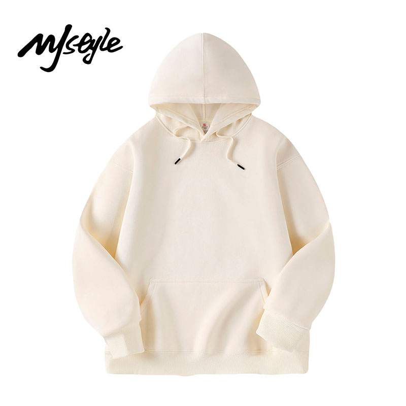 MJSTYLE美式纯色连帽卫衣男女款