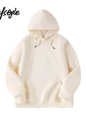 MJ STYLE美式纯色连帽卫衣男女款2026春秋休闲圆领长袖上衣套头衫