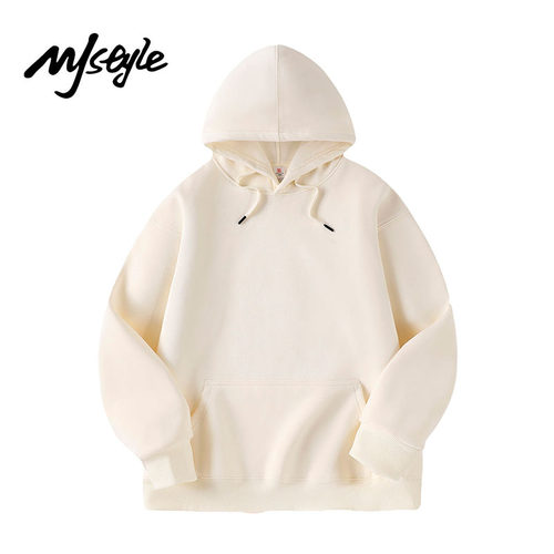 MJSTYLE美式纯色连帽卫衣男女款