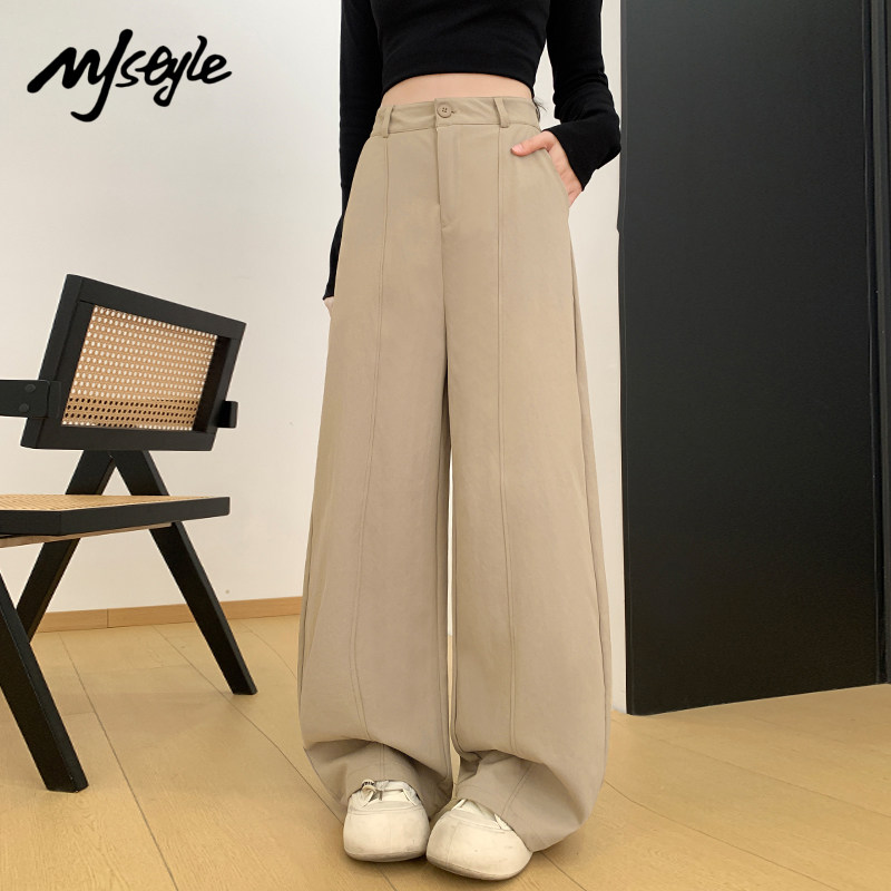 MJ STYLE阔腿休闲裤弯刀裤女2026春季新款高腰垂感西装裤直筒裤