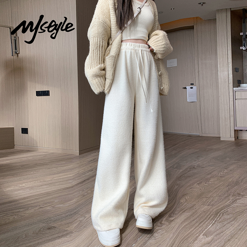 MJSTYLE秋冬貂绒糯米裤阔腿裤女
