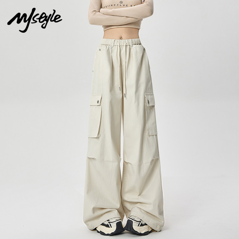 MJ STYLE美式复古运动工装裤女2026年新款直筒裤小个子宽松阔腿裤