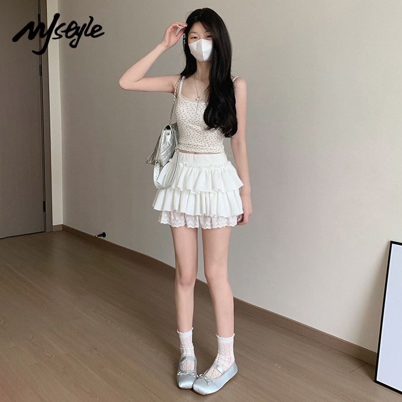 MJ STYLE白色减龄少女短裙夏季薄款A字裙显瘦百搭芭蕾风半身裙