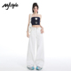 STYLE白色高腰牛仔裤 女2025夏季 新款 休闲慵懒显瘦宽松阔腿裤