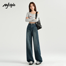 STYLE窄版 春秋拖地裤 直筒牛仔裤 高腰小个子直筒裤 子 女2024新款
