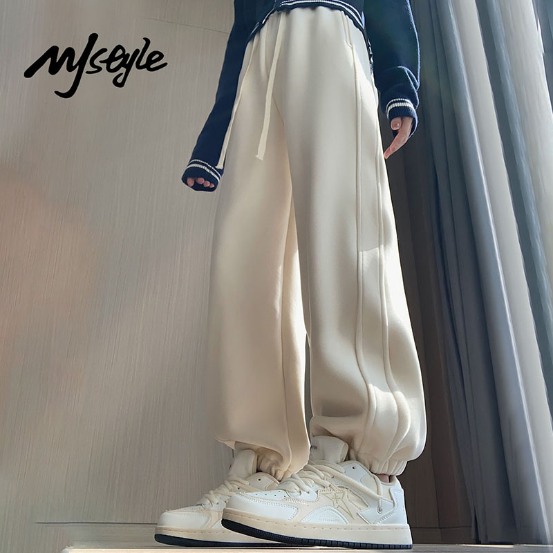 MJ STYLE奶油防风运动裤女2025秋季新款卫裤宽松休闲小个子阔腿裤