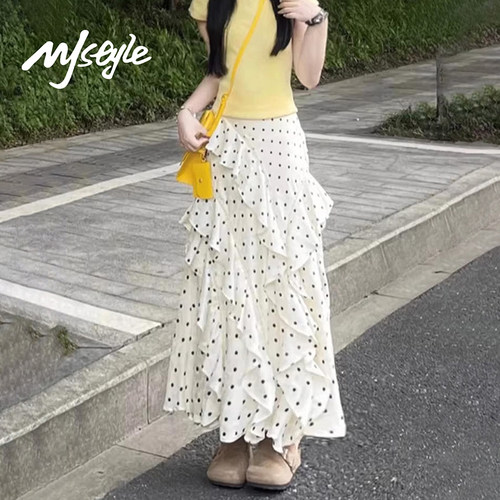 MJSTYLE法式不规则波点半身裙