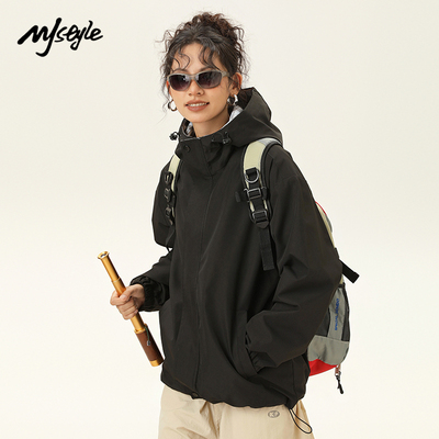 MJSTYLE两面穿格子冲锋衣款式