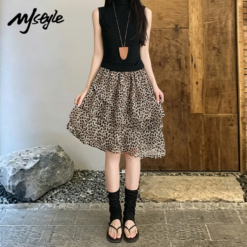 MJSTYLE豹纹蓬蓬蛋糕裙女