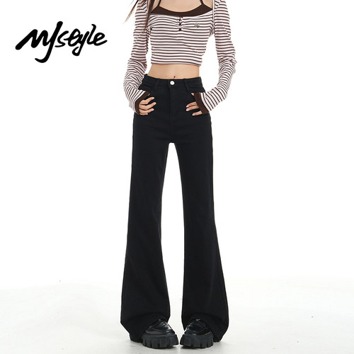 MJSTYLE加绒宽松微喇牛仔裤女