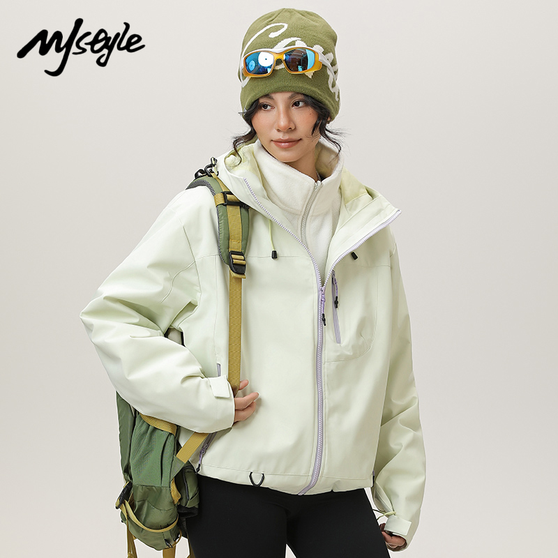 MJSTYLE户外防水三合一冲锋衣女
