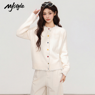 毛衣女2025冬季 长袖 穿搭外套宽松上衣 STYLE慵懒圆领针织开衫