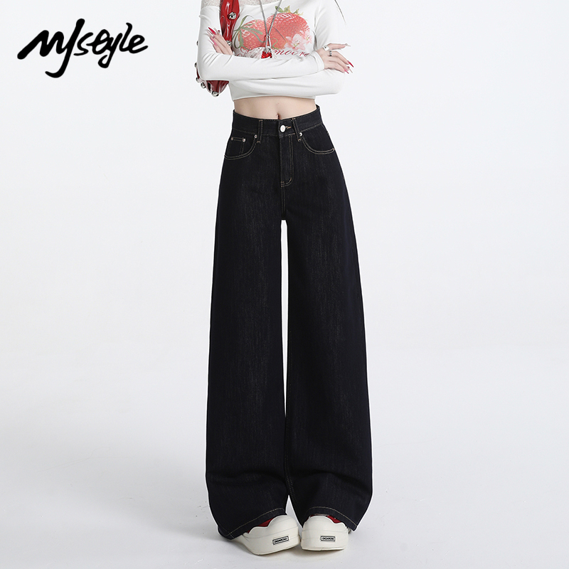 MJSTYLE复古丹宁蓝牛仔裤女