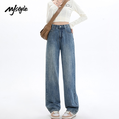 MJSTYLE直筒牛仔裤长裤高腰
