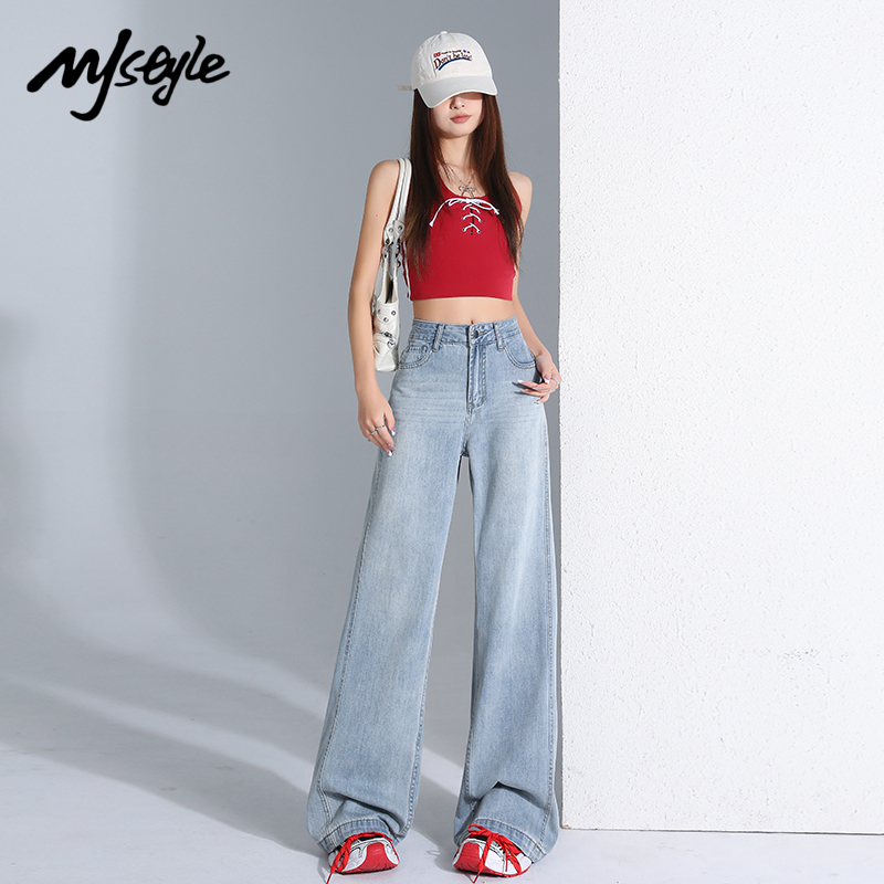 MJSTYLE浅色高腰牛仔裤