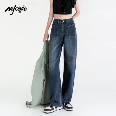 复古蓝阔腿港风穿搭MJSTYLE八分