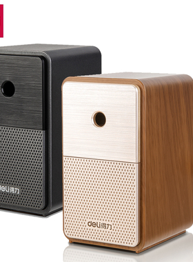 得力 卷笔器木纹手摇削笔机学生办公复古便携式削笔刀 71160