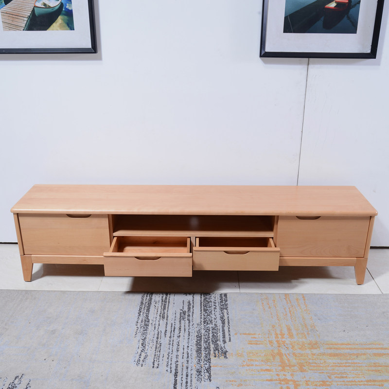 梦星魂 实木电视柜伸缩地柜组合全榉木原木大板高柜客厅储物靠墙