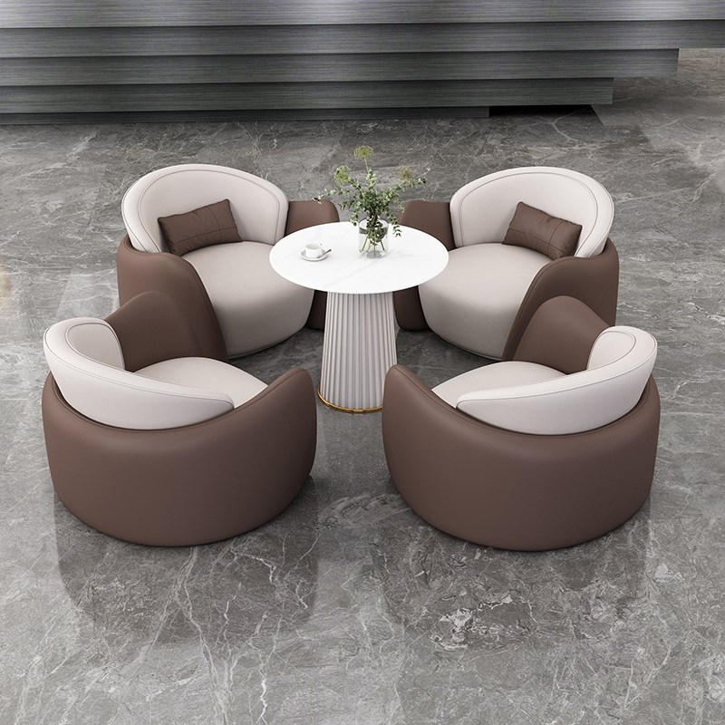 售楼处接待洽谈休息区沙发椅办公商务接待会客三人位洽谈桌椅组合