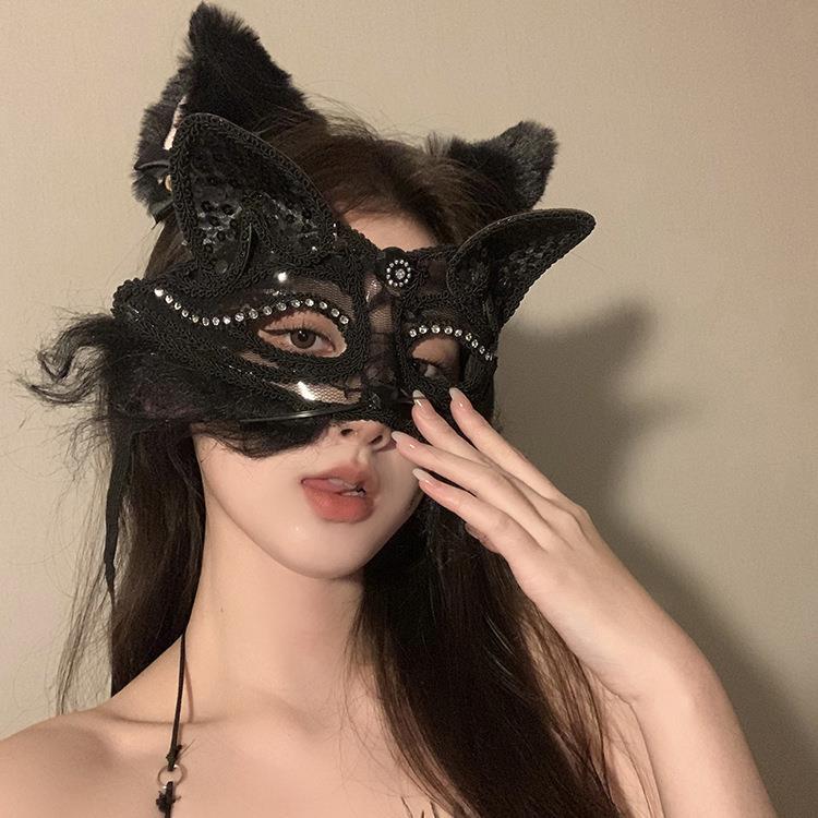 圣诞节化妆舞会派对成人性感面具猫耳动物女纯欲半脸情趣面罩道具