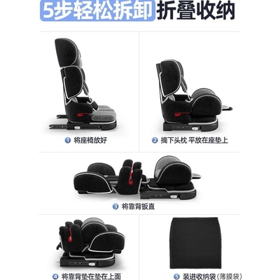 儿童安全座椅汽车用可折叠便携式坐椅简易简便宝宝3岁以上0-2集控