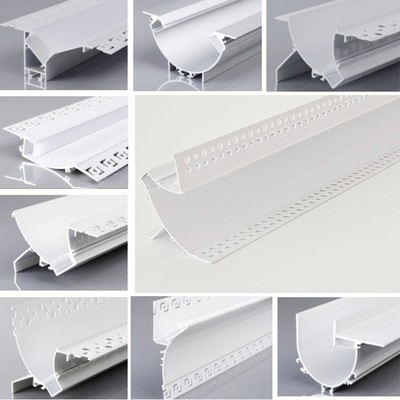 三色变光线形灯轨道嵌入式led灯带铝槽20cm无主灯明装暗装u型灯槽