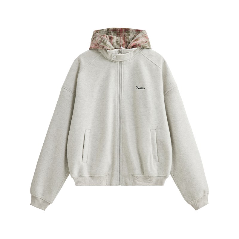 男道美式假两件毛呢连帽外套男女春秋新款复古设计感宽松休闲夹克