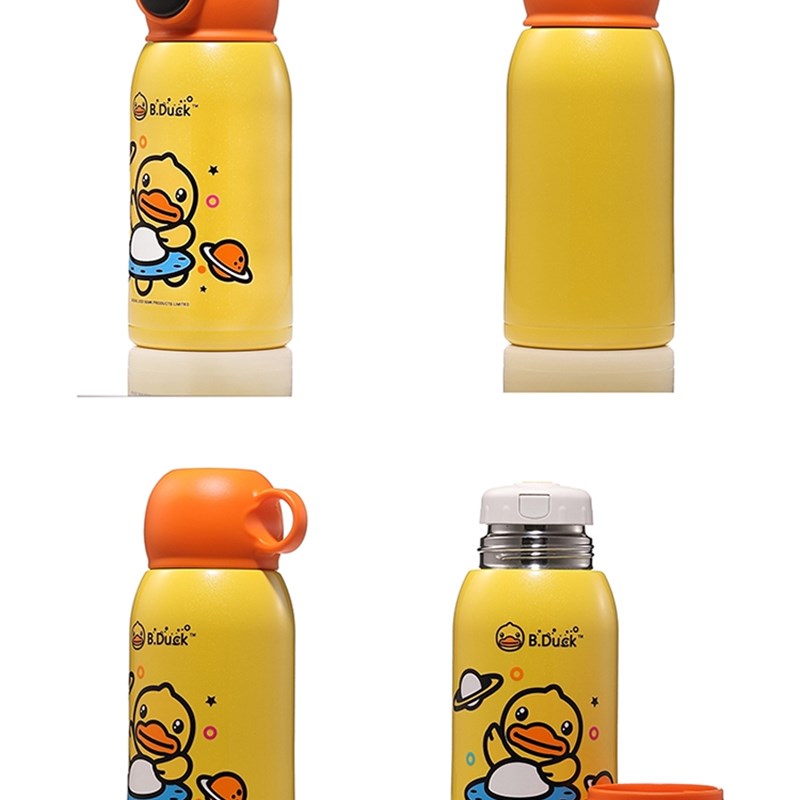 小黄鸭智能儿童保温杯带吸管316不锈钢水壶幼儿园小学生外出水杯