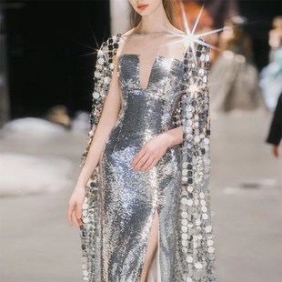 宴会晚礼服裙女2024新款主持人年会高端大气优雅气质高级感演出服