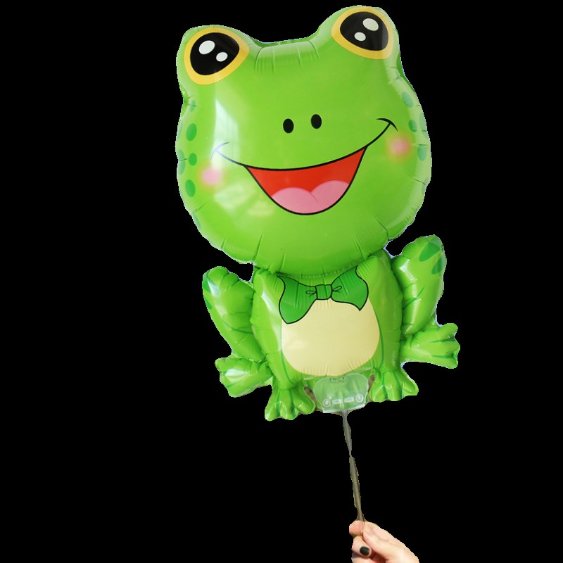 青蛙夹片气球带托杆手持宝宝卡通玩具微商地摆摊推小礼品夜市摆摊