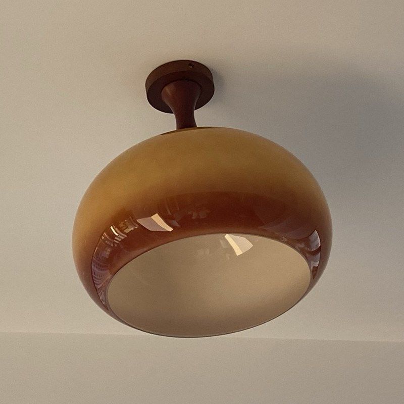 中古奶油风卧室阳台吸顶灯包豪斯玻璃蛋挞次卧灯护眼复古书房灯